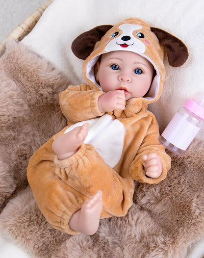 Aori Baby Dolls Realistic, 17-inch Lifelike Baby Doll Set with Feeding Kit Included, Real Life Baby Dolls for Kids 3+, Parents, Elderly and Collectors