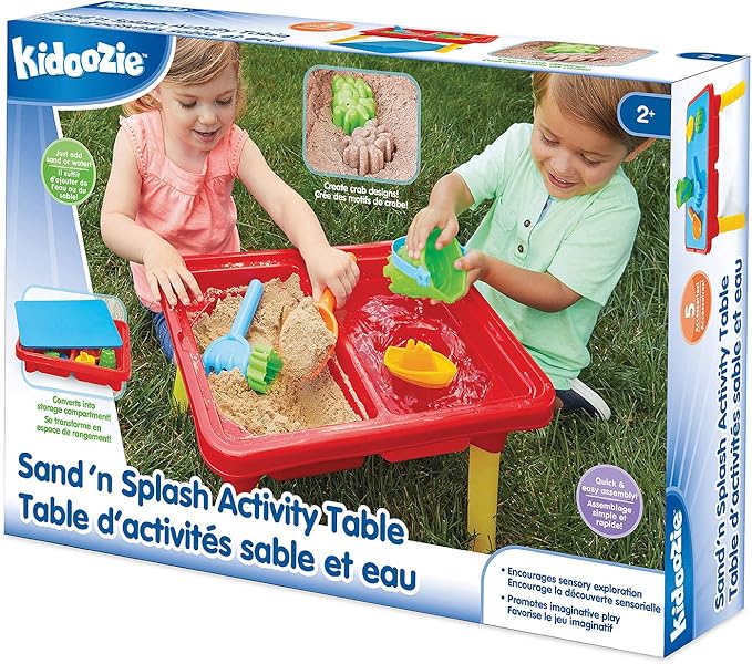Toddler Sensory Kids Table with Lid | Sensory Bin | Kidoozie | Mega Block Compatible Lid | Indoor Outdoor Use , Red, G02521 17 x 12.5 x 11 inches
