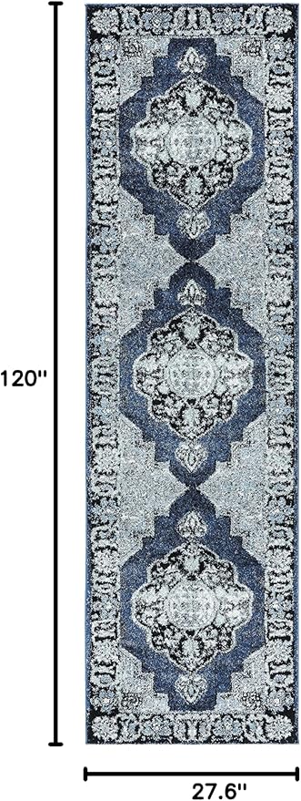SAFAVIEH Vintage Hamadan Collection Runner Rug - 2'3" x 10', Blue & Grey, Oriental Traditional Persian Design, Non-Shedding & Easy Care, Ideal for High Traffic Areas in Living Room, Bedroom (VTH219M)