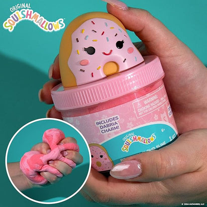 Original Squishmallows Dabria The Donut Premium Cloud Slime, Donut-Scented, 8 oz., Storage Container with Figurine Topper, Rubber Charm, Goodie Bags Stuffers, Kids Party Favors, Sensory Toys