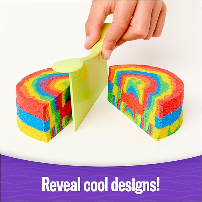 Kinetic Sand, Swirl N’ Surprise Playset with 2lbs of Play Sand, Including Red, Blue, Green, Yellow and 4 Tools, Sensory Toys for Kids Ages 3 and up