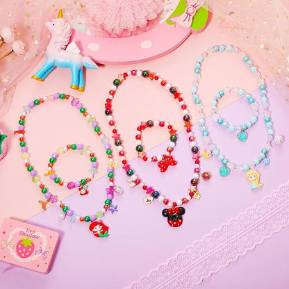 PinkSheep Toddler Jewelry Kids Necklace Choker and Bracelet 3 Pack 9pcs, Little Girls Jewelry In Box, Flower Girl Gift Kids Girls Accessories