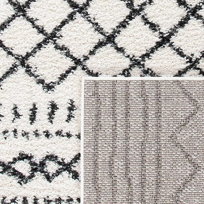 SAFAVIEH Arizona Shag Collection Runner Rug - 2'3" x 8', Ivory & Black, Moroccan Design, Non-Shedding & Easy Care, 1.6-inch Thick Ideal for High Traffic Areas in Living Room, Bedroom (ASG741Z)