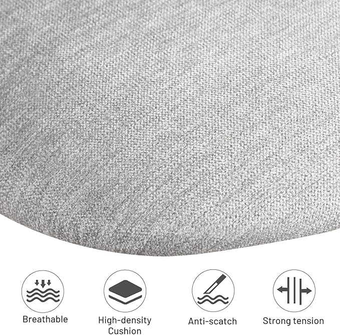 FurnitureR Desk Chair Armless, Study Computer Chair Adjustable Swivel for Student Children Kids, Comfy Cute Home Office Chair Fabric Seating Cushion and Plastic Low-Back with Rolling Wheels, Grey