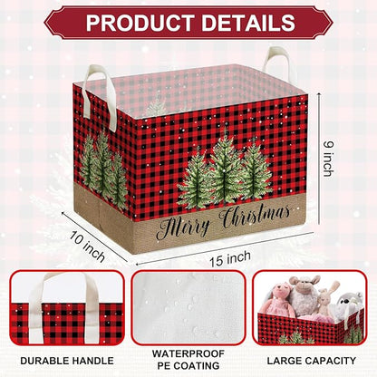 Merry Christmas HOLA Storage Basket, Snowman Waterproof Storage Box, Toy and Clothes Storage Box for Boys and Girls, Santa Christmas Gifts for Nursery, Christmas Winter Party Decoration Storage Cube