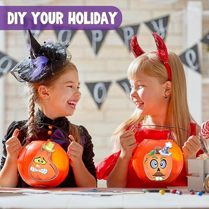 JOYIN 24 Pcs Halloween Pumpkin Decorating Stickers, Party Favor for Kids, Halloween Art Crafts Party Supplies, Pumpkin Face Sticker with 8 Designs, Halloween Treats Classroom Activities Games