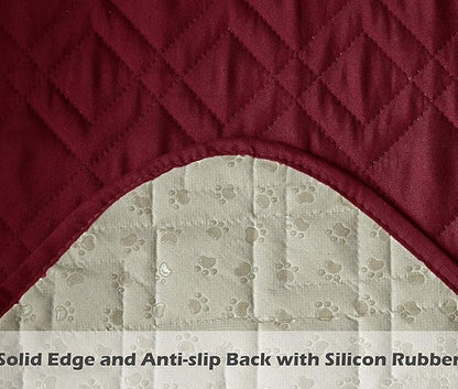 Ameritex Couch Sofa Slipcover 100% Waterproof Nonslip Quilted Furniture Protector Slipcover for Dogs, Children, Pets Sofa Slipcover Machine Washable (Burgundy, 68")