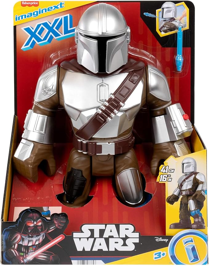 Fisher-Price Imaginext Star Wars Toy The Mandalorian XXL Figure, 16+ Inch Tall Poseable Character with Launcher for Kids Ages 3+ Years
