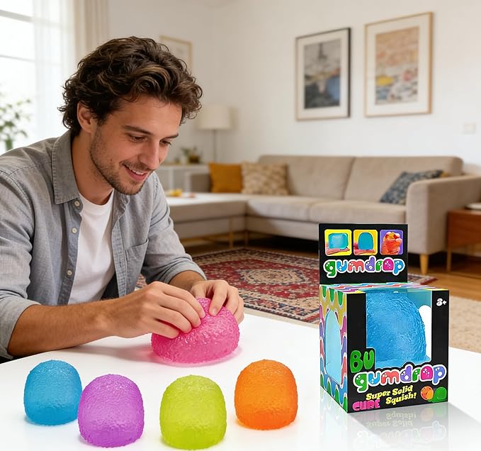4 Pcs Squishy Fidget Toys Stress for Kids and Adults, Super Solid Squeeze Ball, Sensory for Stress Relief, Birthday, Easter Basket Stuffers and Party Favors
