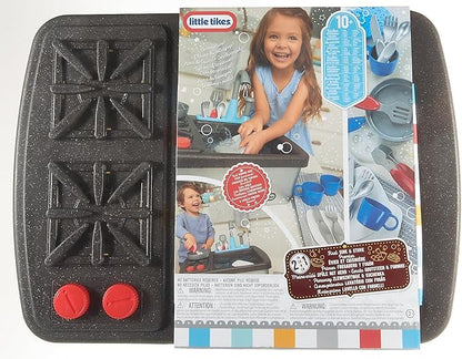 Little Tikes First Sink & Stove Realistic Pretend Play Kitchen Appliance for Kids, Includes 13 Cooking Accessories, Ages 3+ Multi-Color