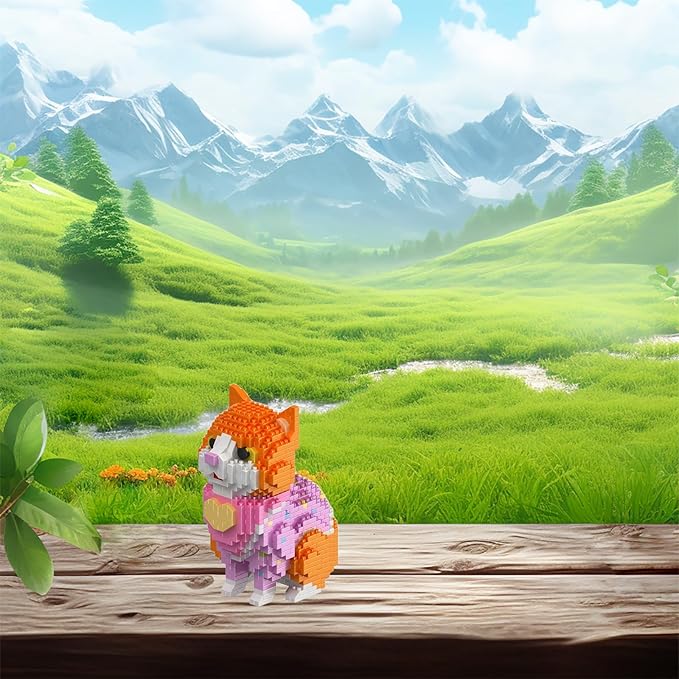 Cute Animal Building Blocks, Pet Micro Mini Building Blocks for Adults and Kids Age 6+ Gift Toy 1006 Pcs (Orange Cat)