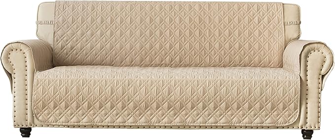 Ameritex Couch Sofa Slipcover 100% Waterproof Nonslip Quilted Furniture Protector Slipcover for Dogs, Children, Pets Sofa Slipcover Machine Washable (Beige, 78")