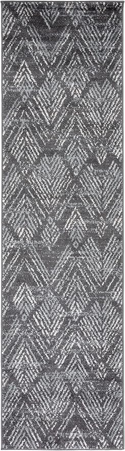SAFAVIEH Amsterdam Collection Runner Rug - 2'3" x 8', Dark Grey & Light Grey, Modern Design, Non-Shedding & Easy Care, Ideal for High Traffic Areas in Living Room, Bedroom (AMS110G)
