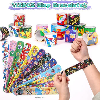 98Pcs Monster Party Favors Birthday Supplies for Kid Monster Drinking Straw Luminous Tattoo Sticker Keychain Slap Bracelet Sticker Pinata Filler Goodie Bag Stuffer Monster Birthday Party Supplies