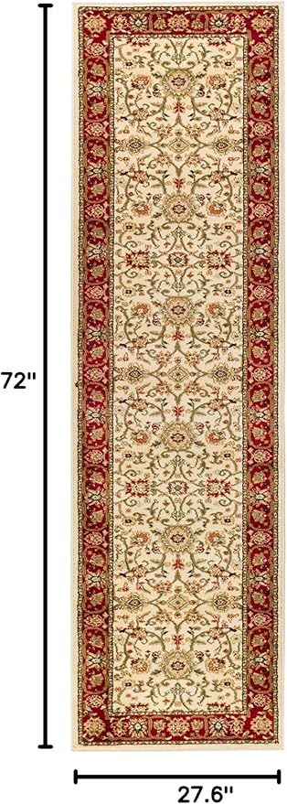 SAFAVIEH Lyndhurst Collection Runner Rug - 2'3" x 6', Ivory & Red, Traditional Oriental Design, Non-Shedding & Easy Care, Ideal for High Traffic Areas in Living Room, Bedroom (LNH212K)