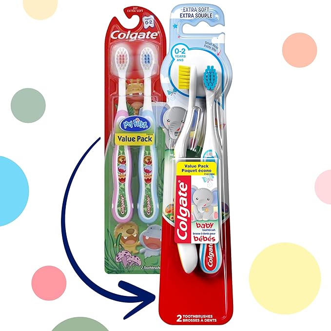 Colgate My First Baby and Toddler Toothbrush, Extra Soft Toothbrush, 6 Count