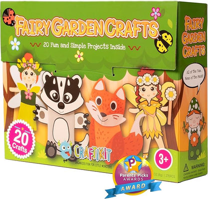 Craftikit® 20 Award-Winning Fairy Garden Crafts for Kids - 20 All-Inclusive Fun Paper Toddler Crafts, Fairy Garden Kit for Kids Ages 3-8, Magical Fairy Gifts