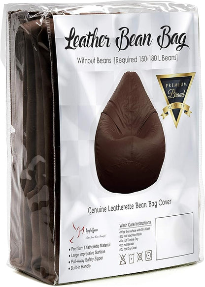 Ample Decor Bean Bag Cover (No Filling), Plush Toys Storage Soft Leatherette, Durable Construction Sturdy Zipper, Ideal for Children and Teenagers - Tan Brown