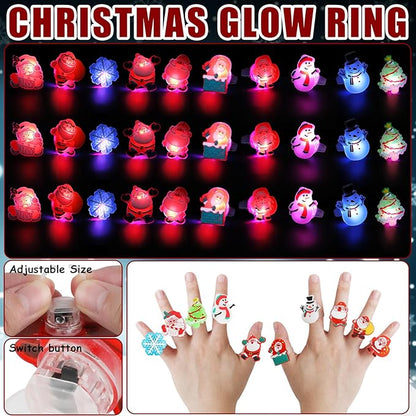 CCINEE 54pack Christmas Party Favors for Kids Light Up Necklace Lighted Rings LED Flash Bracelet Bulk Flashing Light Glow in the Dark Xmas Stocking Stuffers for Christmas Party Supplies