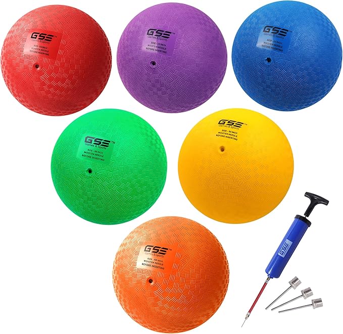 GSE Games & Sports Expert 5"/7"/8.5"/10" Inflatable Playground Ball, Kickball, Bouncy Dodge Ball, Handball for Kid/Adult, Perfect for Recess Ball Games, Gym, Yoga Exercises, Schools Sports Activities