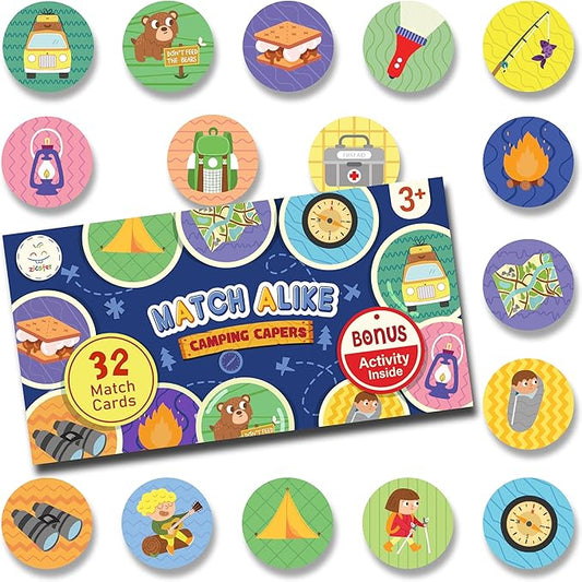 Match Alike - Memory Matching Game (Camping Capers) for Kids Ages 3-8 - Matching Games for Toddlers 3-5 - Memory Matching Games for Kids Cute Camping Theme - Preschool Game