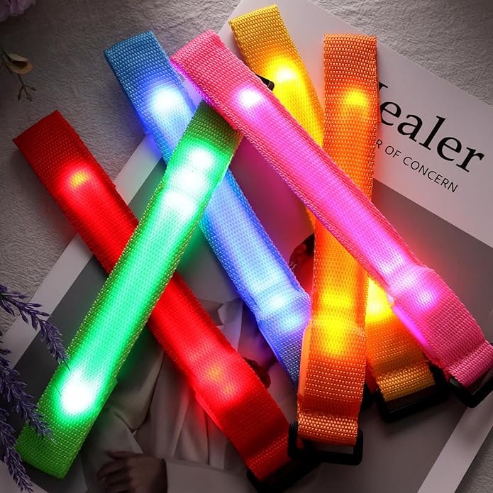 MCPINKY 6PCS LED Light Up Bracelets, Christmas Glow in the Dark Bracelets Wristbands for Kids Adults Night Events bracelet