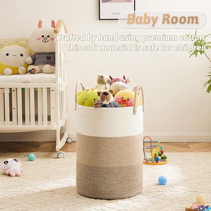 Artfeel Laundry Basket,Woven Cotton Rope Laundry Hamper,60L for Decorative Storage of Dirty Clothes,Toys and Blankets in Bathroom,Bedroom and Living Room