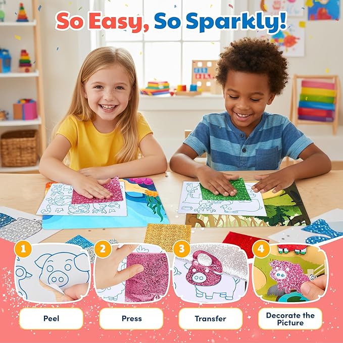 JoyCat 24 Pack Foil Craft Party Favors,No Mess Arts and Crafts for Kids,Goodie Bag Stuffers,DIY Creative Activity,Birthday Present for Girls Boys 4 5 6 7 8 9 Years Old(Animal)