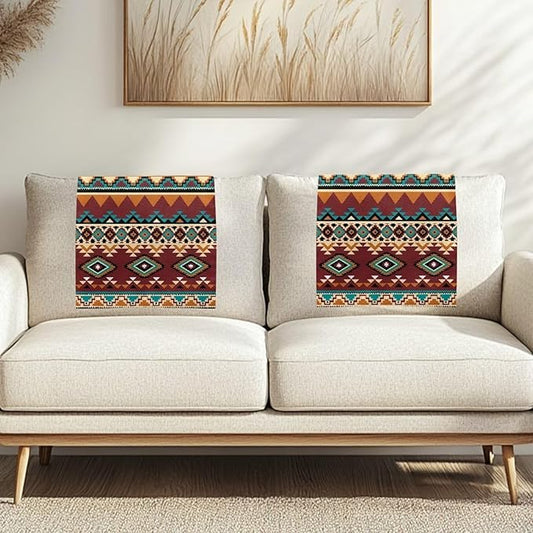 Aztec Retro Headrest Covers for Recliners Washable Couch Headrest Covers Wrinkle Resistant Sofa Headrest Slipcovers Furniture Protector for Home, Office & Theater Seat