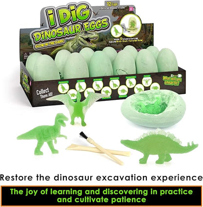 Dino Eggs Kit,12 Pack Dinosaur Eggs Toy,Glow in The Dark Dinosaur Fossil - Dinosaur Toys for Boys & Girls, Great Birthday, Science Gift