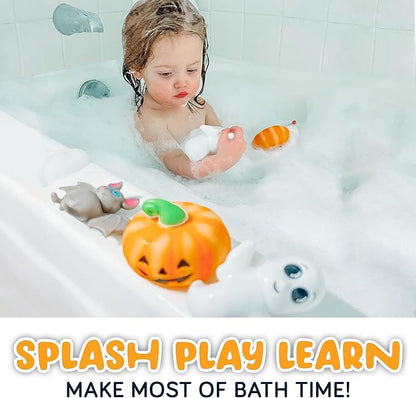 SplashEZ Halloween Baby Bath Toys, Mold Free Bath Toys for Babies & Toddlers, No Hole No Mold Tub, Beach, Pool, BPA-Free, Infant Play Set No Holes 1 3 6 12 18 Months