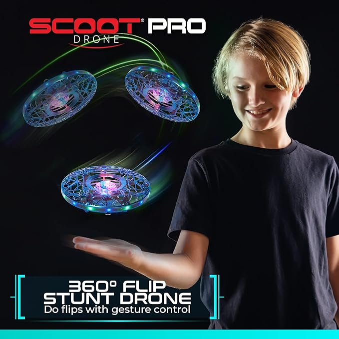 Force1 Scoot Pro Hand Operated Drone for Kids or Adults- Induction Hands Free Motion Sensors Mini Drones with Bright LED Projection, 360 Flips, Easy Indoor Small UFO Flying Orb Ball Drone Toy for Boys Girls