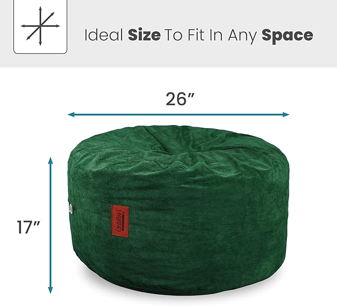 CordaRoy's Corduroy Bean Bag Pouf Footstool, Rainforest