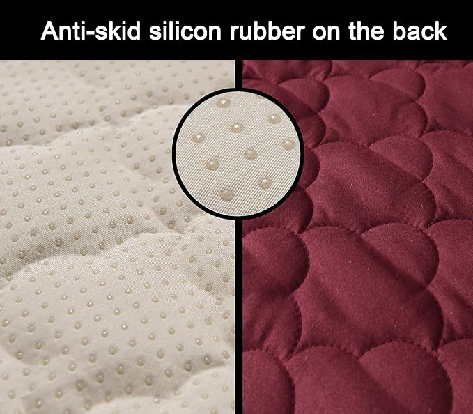 CHHKON Waterproof Nonslip Recliner Cover Stay in Place, Dog Couch Chair Cover Furniture Protector, Ideal Loveseat Slipcovers for Pets and Kids (Burgundy, 23'')