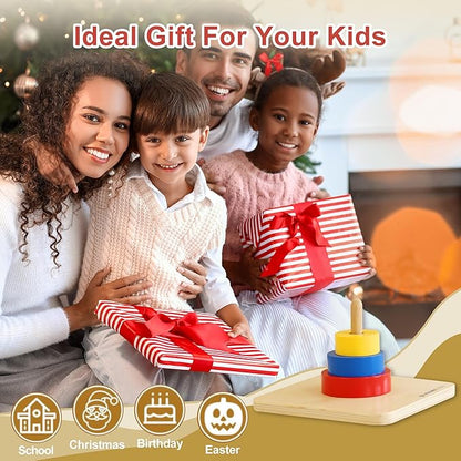 MONTESSORI OUTLET 3 Colored Discs on Vertical Dowel for 0-3 Years Montessori Education at School and Home