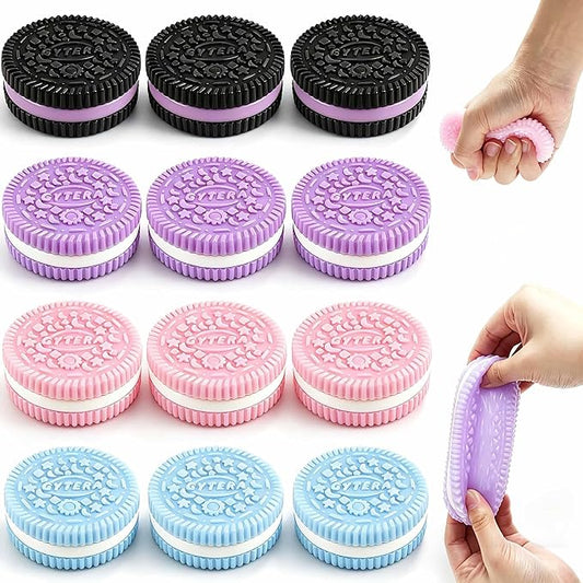 Gytera Sticky Cookie Squishies Fidget Toys Adults, Squeeze Toys Fidget Toys for Autism, Stress Balls for Adults Fidgets Birthday Easter Basket Stuffers(12 Pack Pink Black Green Purple)