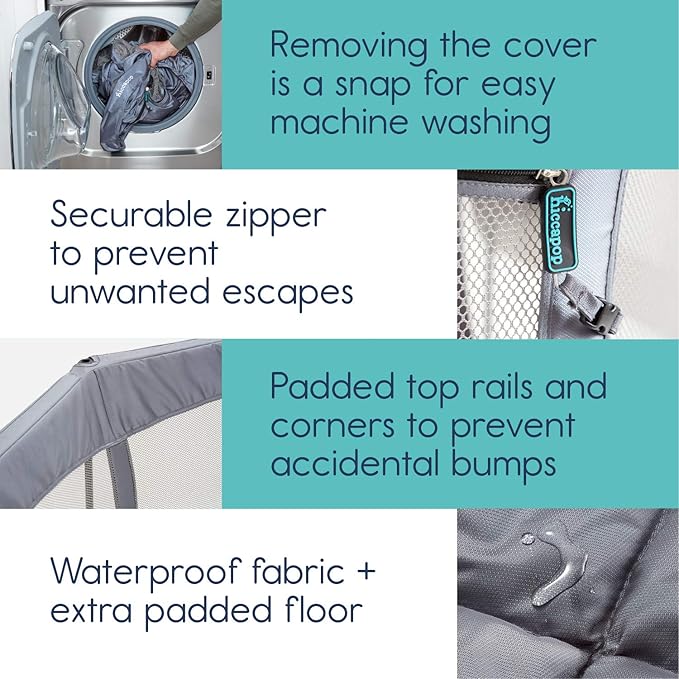 hiccapop XL 69” Deluxe Outdoor Baby Playpen with Canopy for Babies and Toddlers with Dome, Sun-Shades, Padded Floor | Pop Up Playpen for Beach or Home, Portable