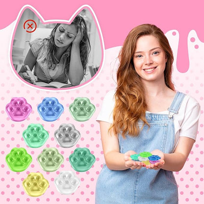 Hooqict 20 Pcs Mini Squishies Squishy Toys Cat Paw Squeeze Toys Stress Balls Fidget Sensory Toys for Kids Toddlers Adults Cute Kawaii Stress Relief Party Favor Goodie Bag Stuffers Pinata Fillers
