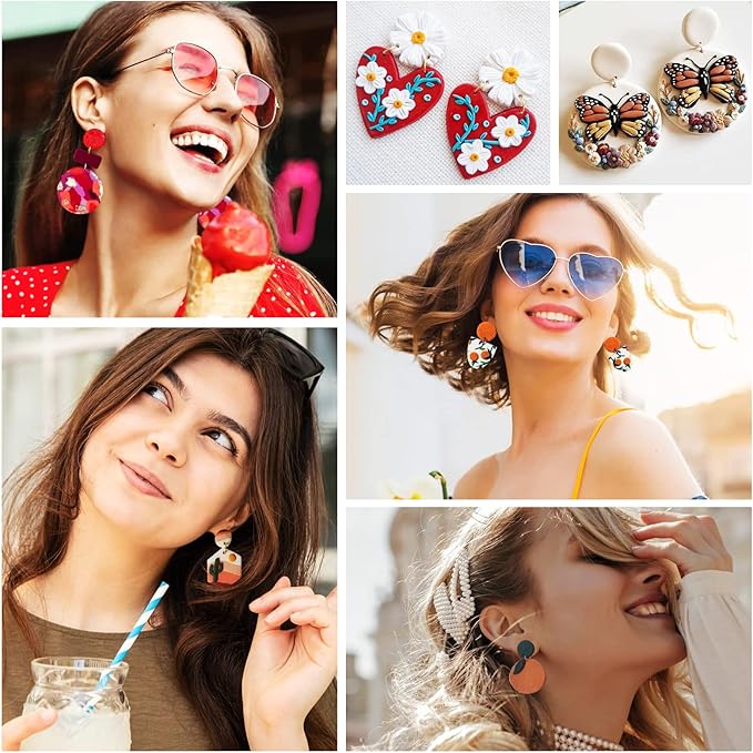 Polymer Clay Cutters for Earrings Making, 705 PCS Clay Cutters Set with 49 Shapes Stainless Steel Clay Cutter Tools, 640 PCS Jewelry Accessories, 16 Circle Shape Earring Cutters for Polymer Clay