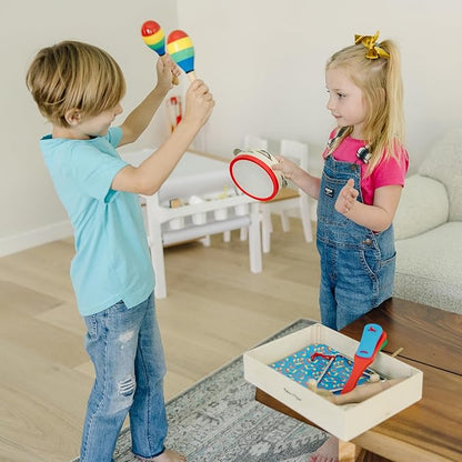 Melissa & Doug Band-in-a-Box Clap! Clang! Tap! - 10-Piece Musical Instrument Set - Kids Musical Instruments, Wooden Percussion Instruments For Toddlers And Kids Ages 3+