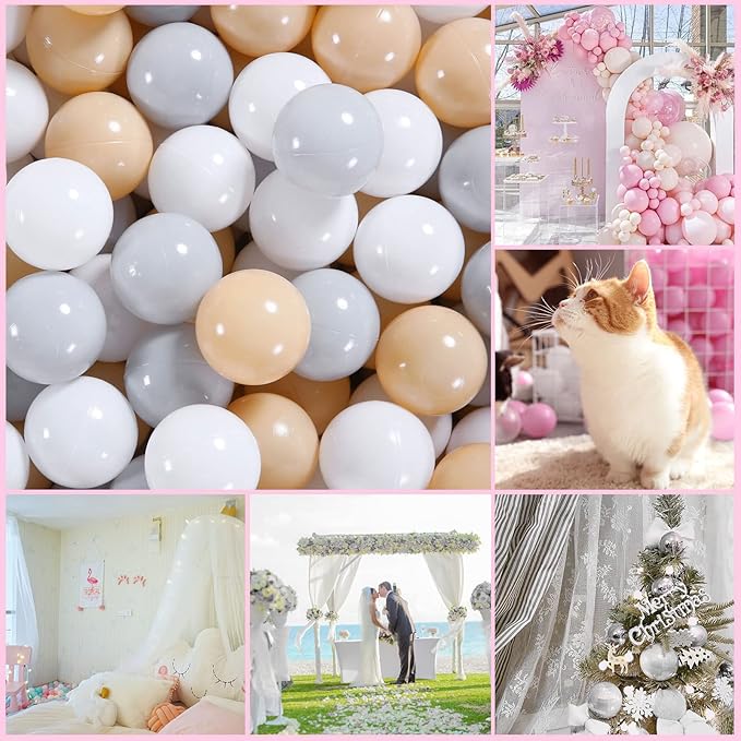 GOGOSO Ball Pit Balls for Toddles, Kids Plastic Balls for BallPit, Pool, Baby Party Accessories, Birthday Decoration 50 100 200 500 1000