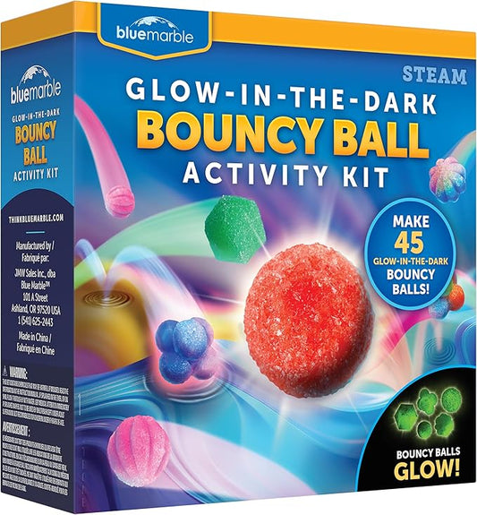 Bouncy Ball Science Kit - Make Up to 45 Glow in The Dark Bouncy Balls for Kids with 6 Colors & 5 Mold Shapes, DIY STEM Projects, Science Kit for Kids, Kids Science Projects, Ball Maker