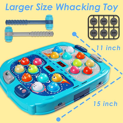Whack Mole Game for Toddlers, 11x15 Inch Large Whacking Toy with Sound and Light, Interactive Pounding Toy for Kids, 9 Speeds for Beginners/The Skilled/Experts to Challenge, Toys for 3+ Year Old Boys