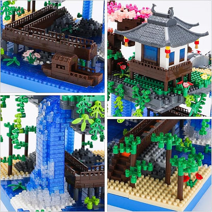 Cherry Blossom Bonsai Tree House Building Block Sets 3320PCS Chinese Architecture of Peach Blossom Micro Mini Building Set Toy Gift for Kids Adults