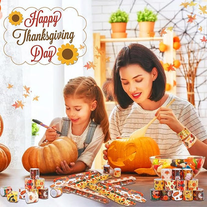 36 PCS Thanksgiving Slap Bracelets Kids Party Favors,Bulk Snap Bracelet Party Favors Supplies for kids&teens Gifts Teacher Classroom School Favors Prizes Exchanging Gift
