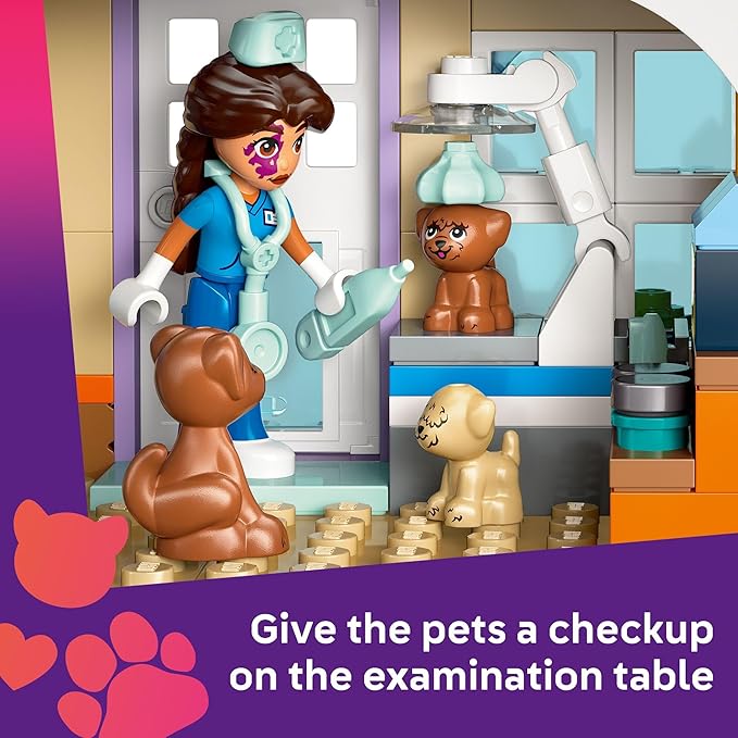 LEGO Friends Horse and Pet Vet Clinic -Veterinarian Playset for Kids, Girls and Boys, Ages 7+ - Toy Building Set for Pretend Play with 3 Minidolls, Horse Toy, Dog, and Cat - Gift Idea - 42651