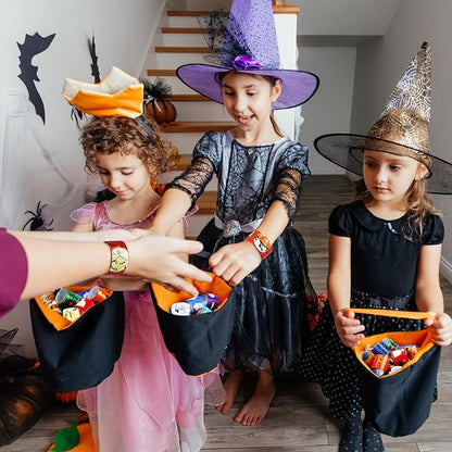 Liliful 240 Pcs Halloween Slap Bracelets Bulk for Kids Halloween Snap Bracelets Decor 24 Styles Halloween Wristbands Bags Filler Halloween Party Favor