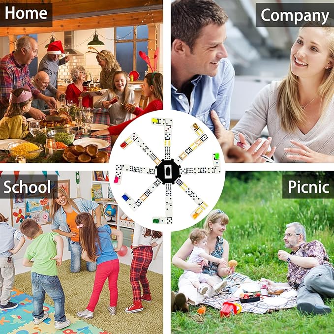 Mexican Train Dominoes Set, Double 12 Domine Set for Adults and Family, Classic 91 Tiles Board Grame with Aluminym Case