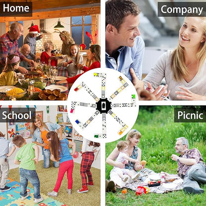 Mexican Train Dominoes Set, Double 12 Domine Set for Adults and Family, Classic 91 Tiles Board Grame with Aluminym Case