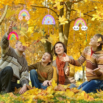 12 Pack Rainbow Wind Chime Kits DIY Wind Chime Crafts Make Your Own Wind Chimes DIY Coloring Wooden Art and Craft Gift for Girls Boys Spring Summer Home Classroom Party Activity Art Project